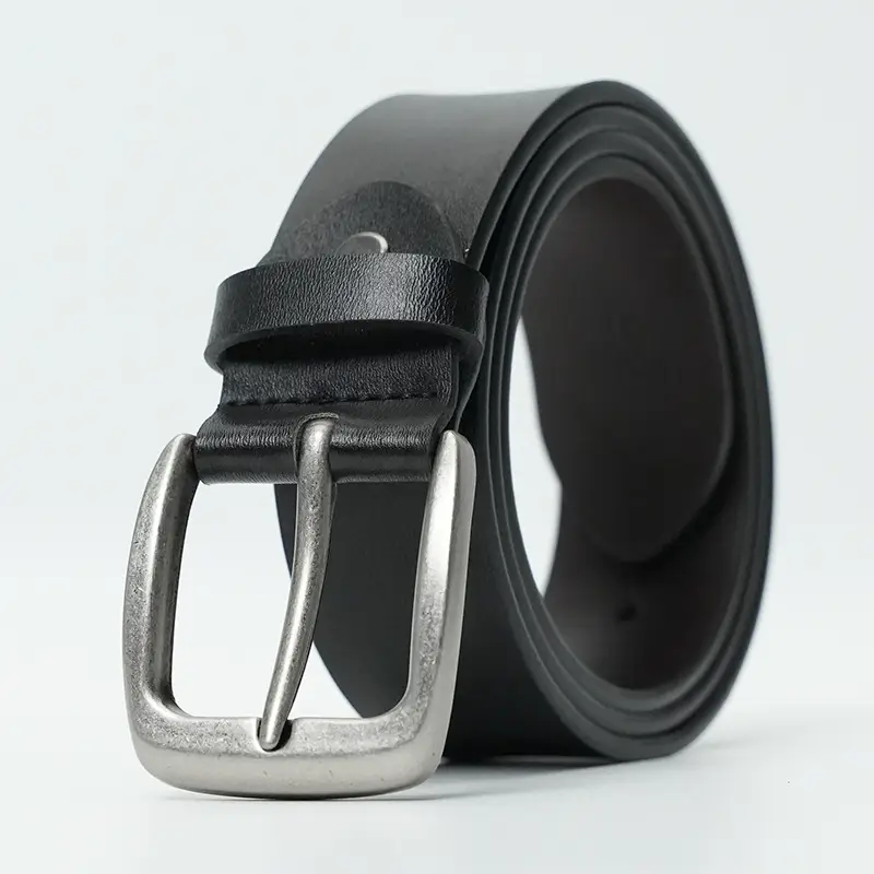 Vintage Brown Leather Belt with Gold Buckle