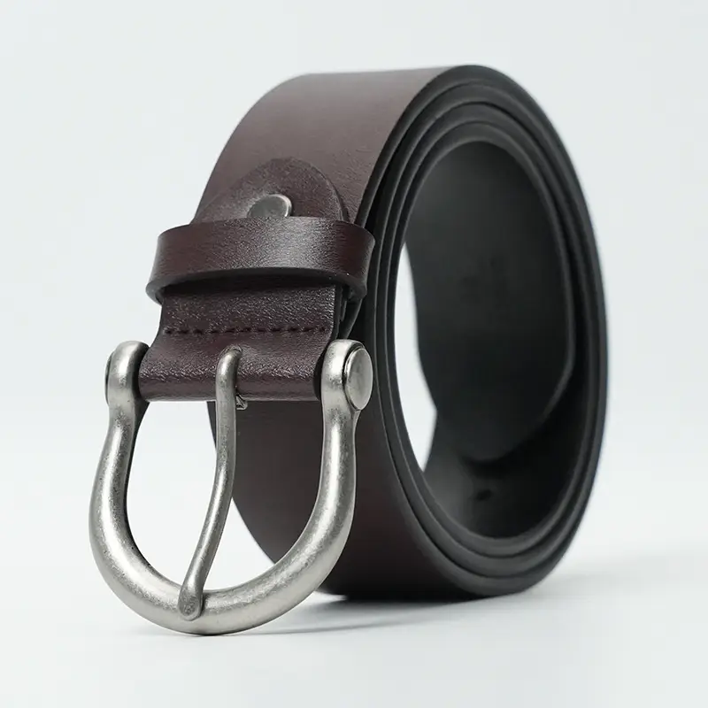 Vintage Brown Leather Belt with Gold Buckle