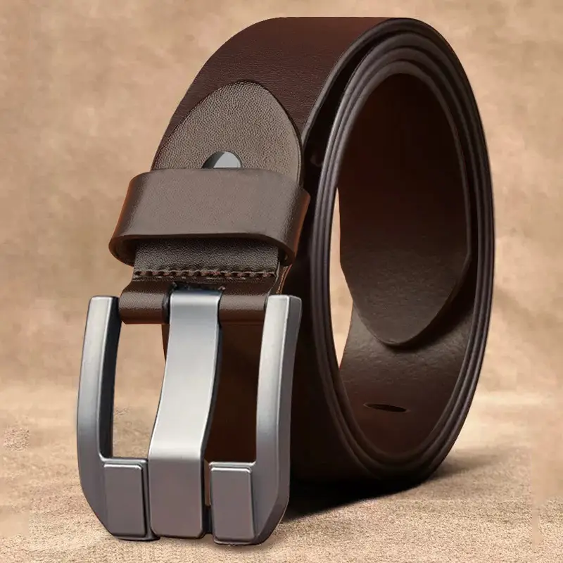 Vintage Brown Leather Belt with Gold Buckle