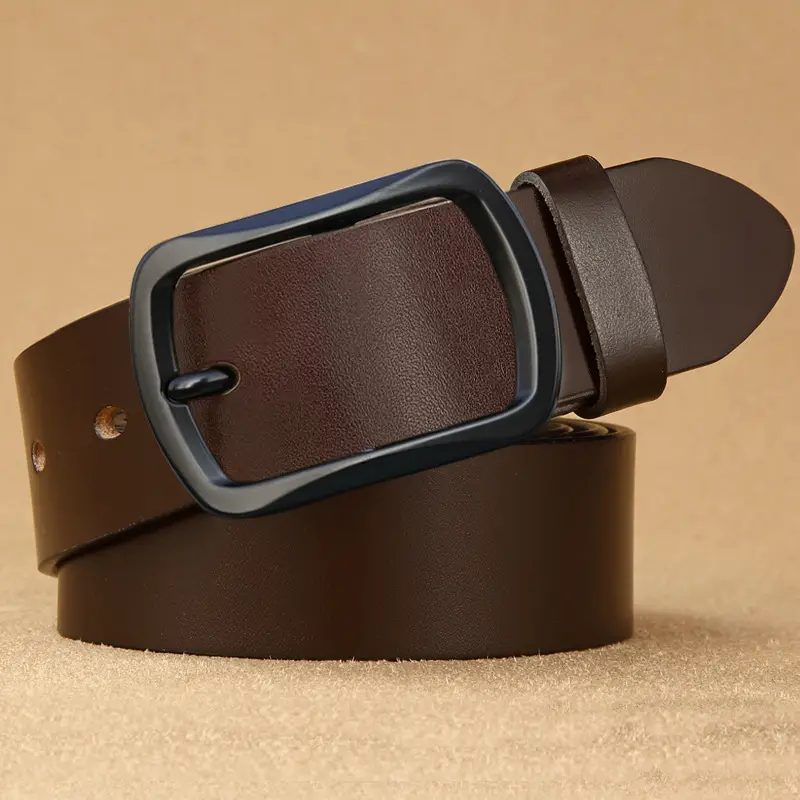 Vintage Brown Leather Belt with Gold Buckle