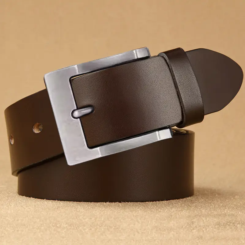 Vintage Brown Leather Belt with Gold Buckle