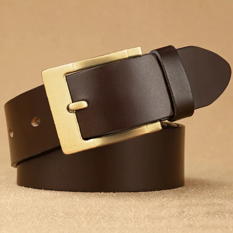 Vintage Brown Leather Belt with Gold Buckle