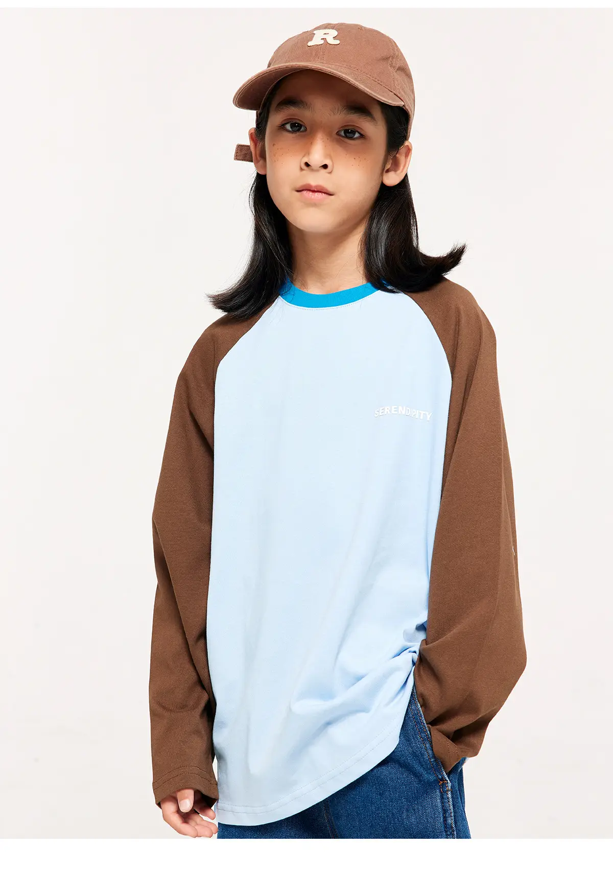 Girls Boys Retro Patchwork T-Shirt Blue White Spring New — feature 26
