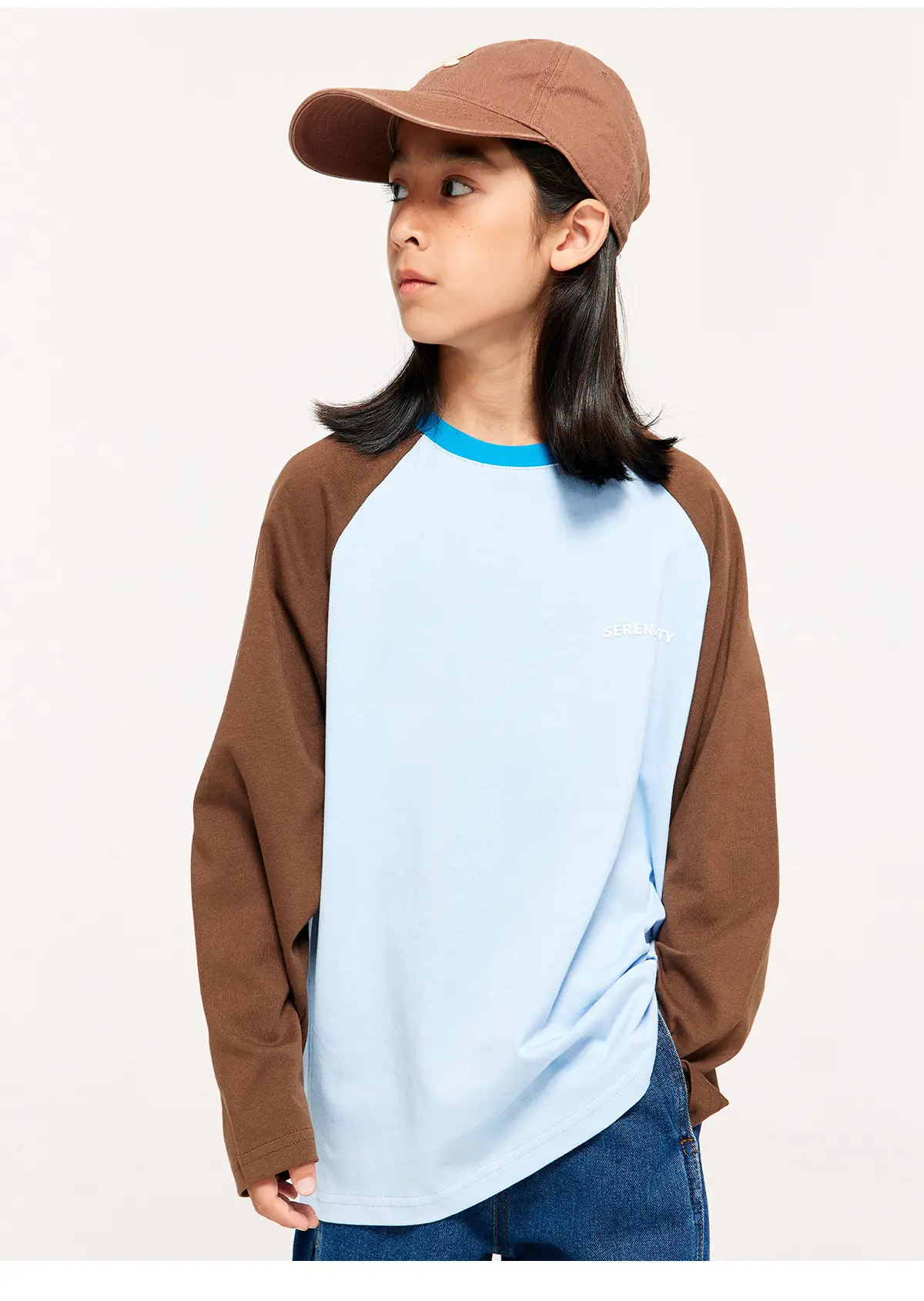 Girls Boys Retro Patchwork T-Shirt Blue White Spring New — feature 27