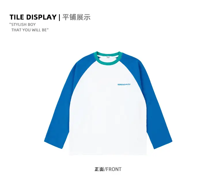 Girls Boys Retro Patchwork T-Shirt Blue White Spring New — feature 29