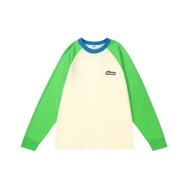 Girls Boys Retro Patchwork T-Shirt Blue White Spring New - Image 4