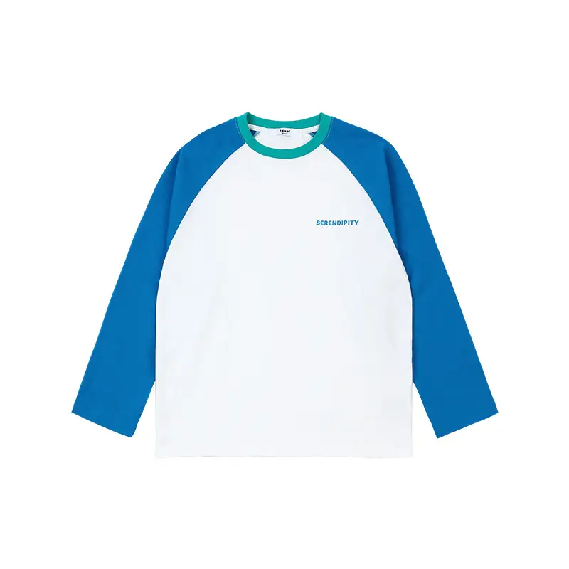 Girls Boys Retro Patchwork T-Shirt Blue White Spring New - Image 3