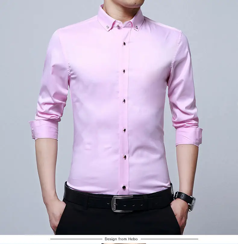 New Men's Blue Silk Long Sleeve Collar Shirt — feature 11