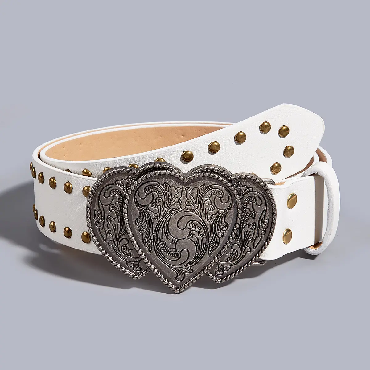 Ancient silver love overlapping Buckle (bronze beads) 3.8 White