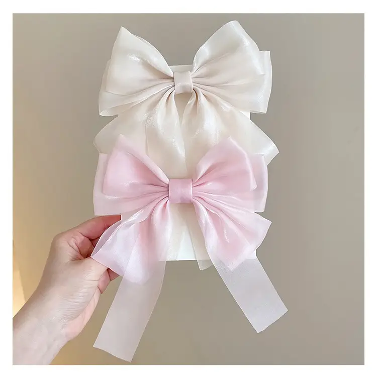 Pink & Black Silk Mesh Hairpin with Spring Clip — feature 5
