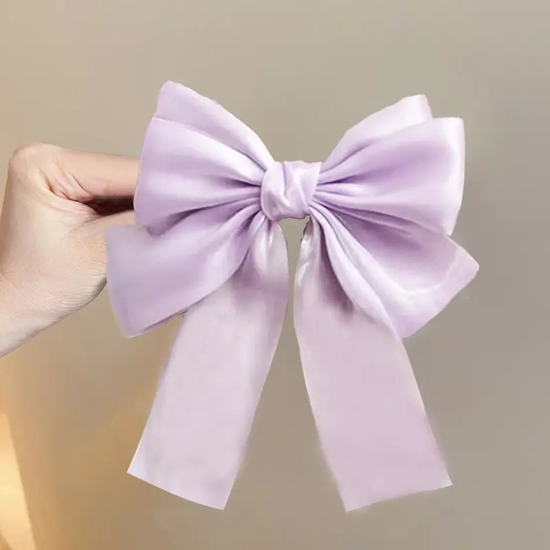 Pink & Black Silk Mesh Hairpin with Spring Clip - Image 5
