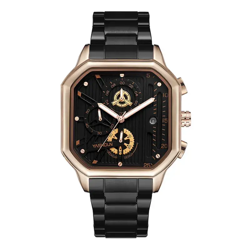 Men's Silver Chronograph Watch with Stainless Steel Band - Image 2