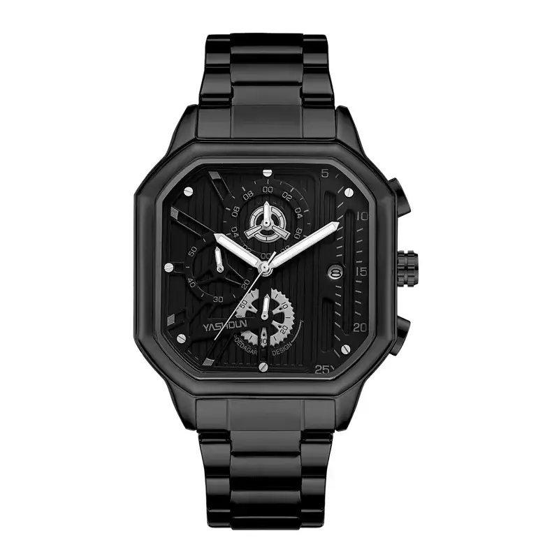Men's Silver Chronograph Watch with Stainless Steel Band - Image 3