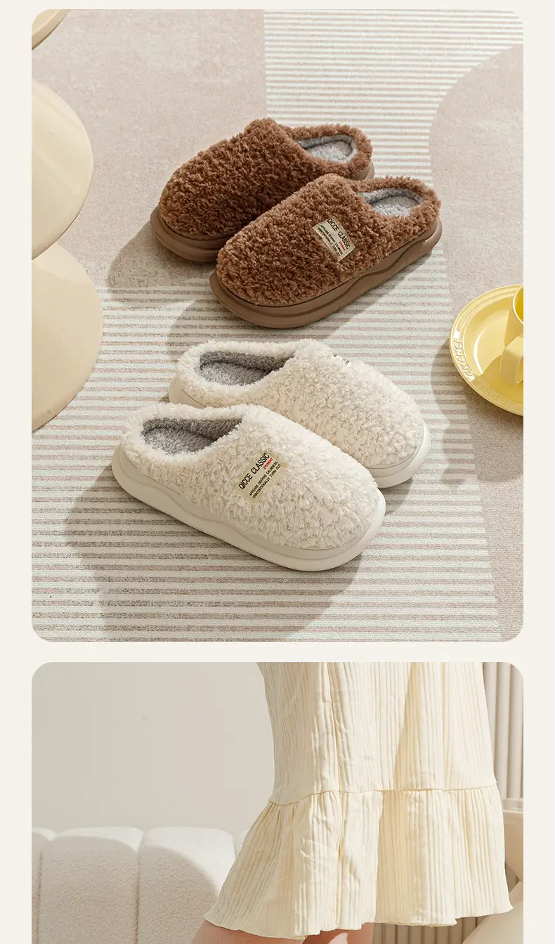 Women Fleece Slippers White Non-Slip Indoor Outdoor — feature 11
