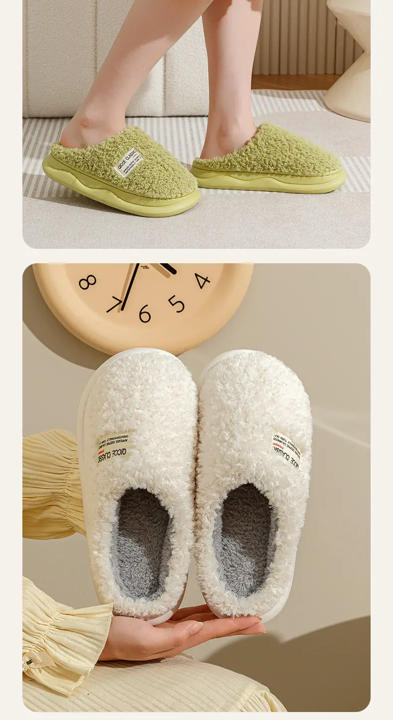 Women Fleece Slippers White Non-Slip Indoor Outdoor — feature 12