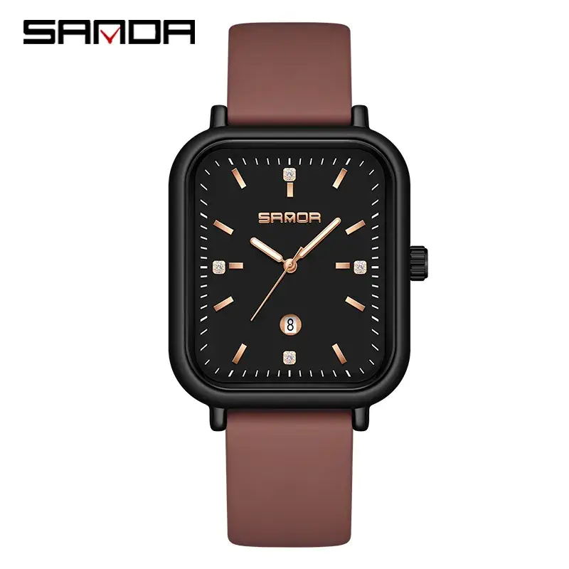 Sanda Square Watch with Leather Strap Waterproof - Image 10