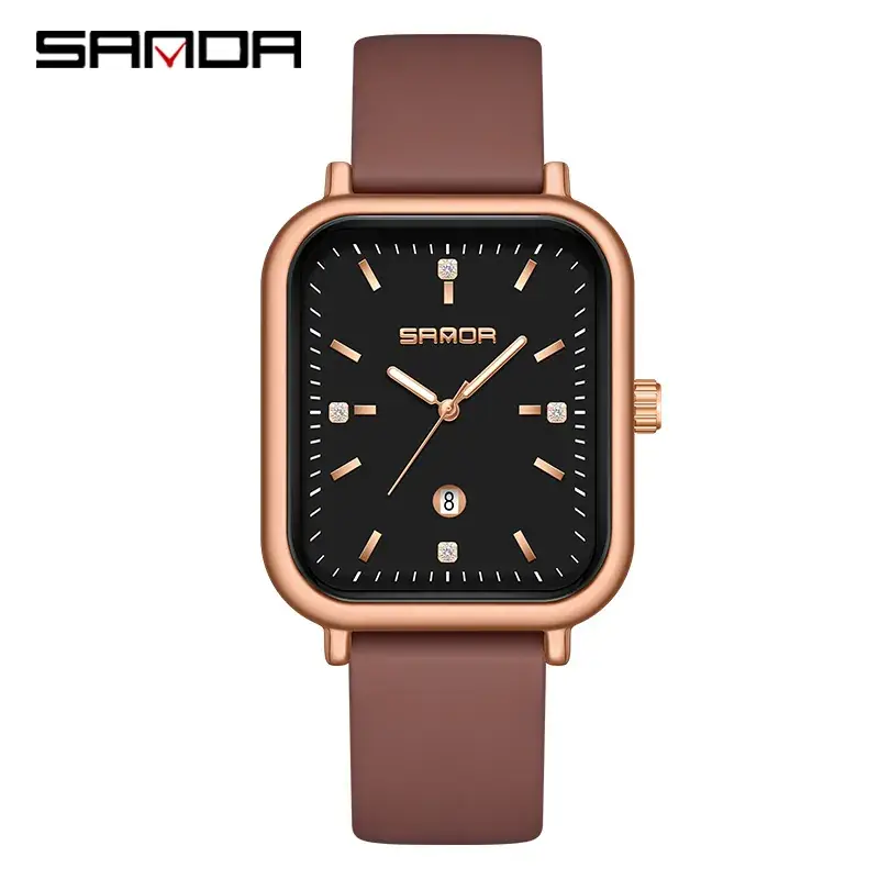 Sanda Square Watch with Leather Strap Waterproof - Image 11