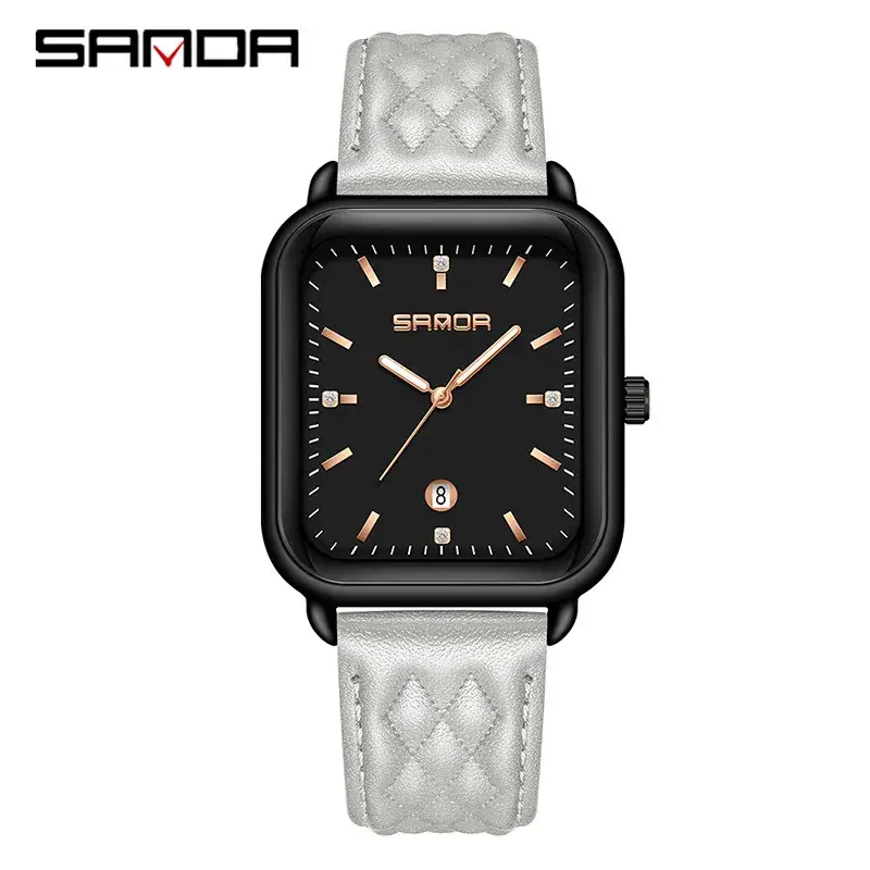 Sanda Square Watch with Leather Strap Waterproof - Image 5
