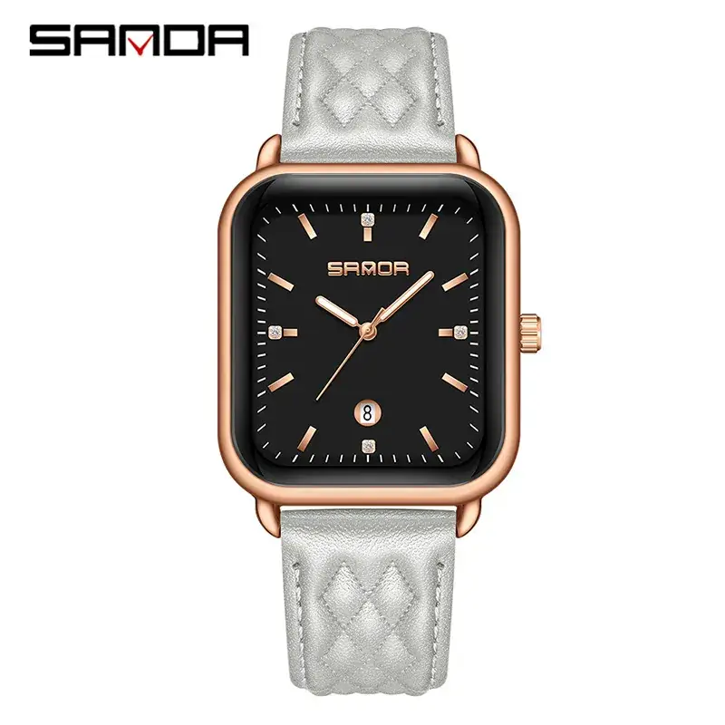 Sanda Square Watch with Leather Strap Waterproof - Image 6