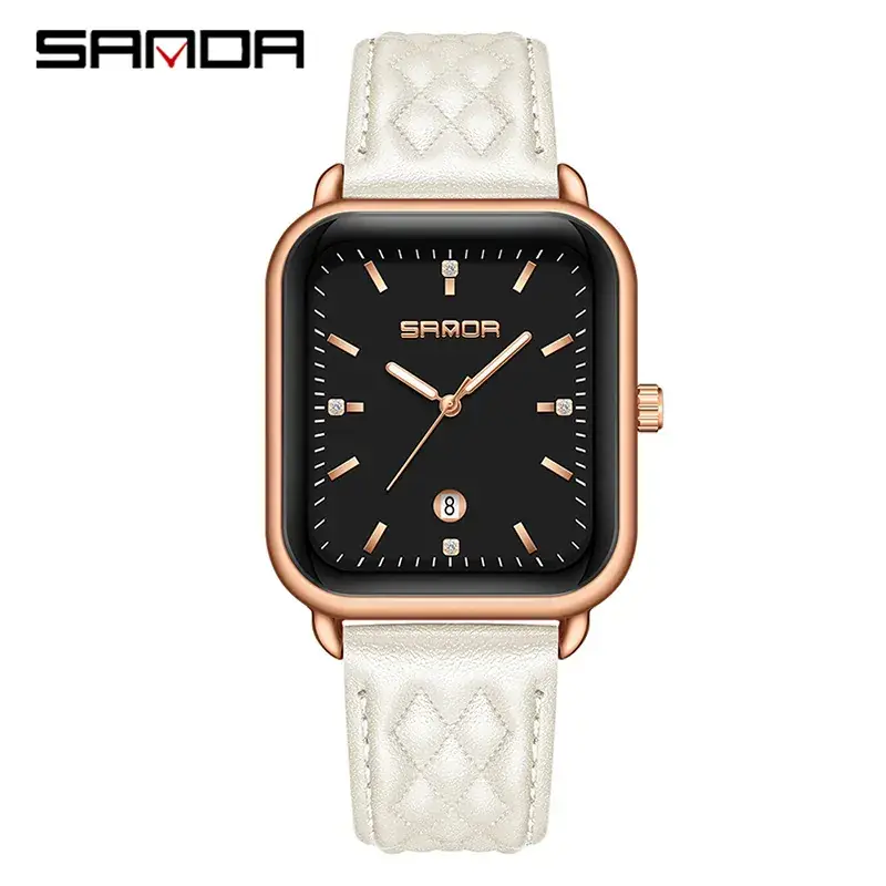 Sanda Square Watch with Leather Strap Waterproof - Image 7