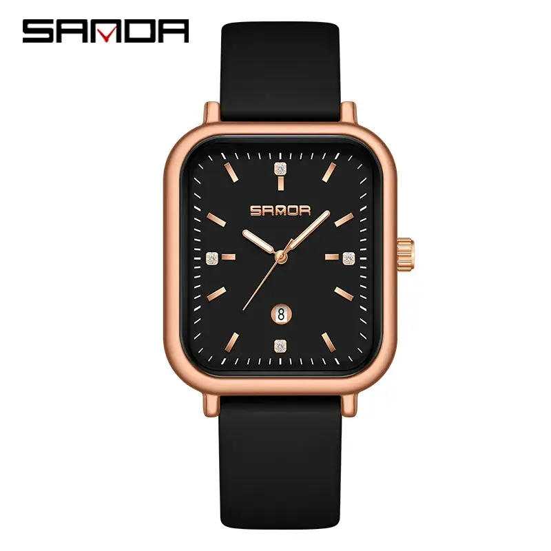 Sanda Square Watch with Leather Strap Waterproof - Image 9