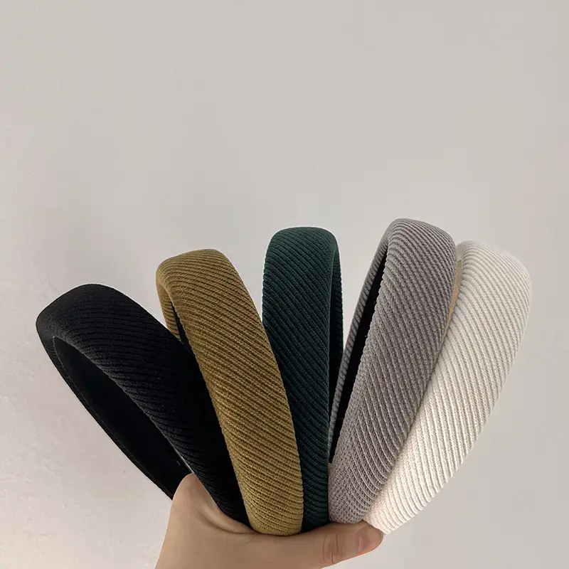Black Ribbed Headband with Wide Edge for Hair Styling - Image 13