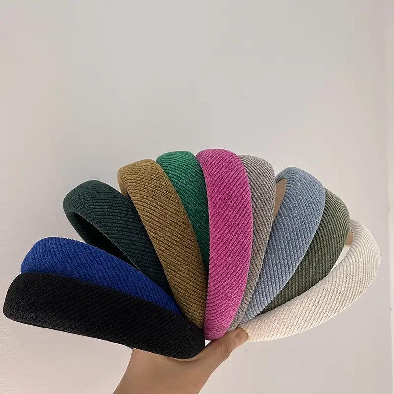 Black Ribbed Headband with Wide Edge for Hair Styling - Image 14