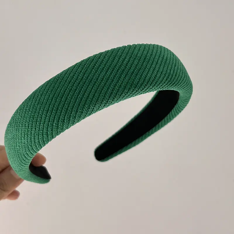 Black Ribbed Headband with Wide Edge for Hair Styling - Image 8
