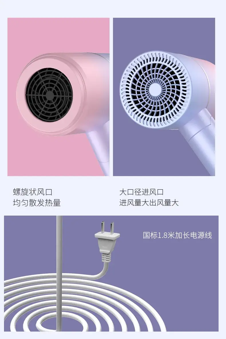 Electric Hair Dryer White High Power Student Hair Dryer — feature 18