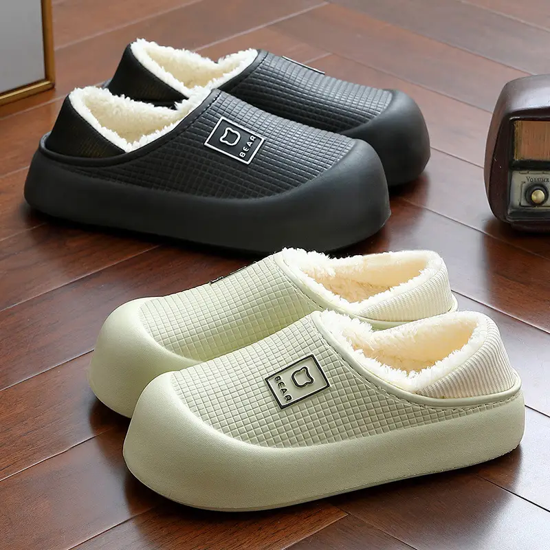 Waterproof Eva Cotton Slippers for Women Winter Bag Heel Cartoon Bear Men's Plush Warm Home Cotton Shoes Men's Winter Wholesale - Image 5