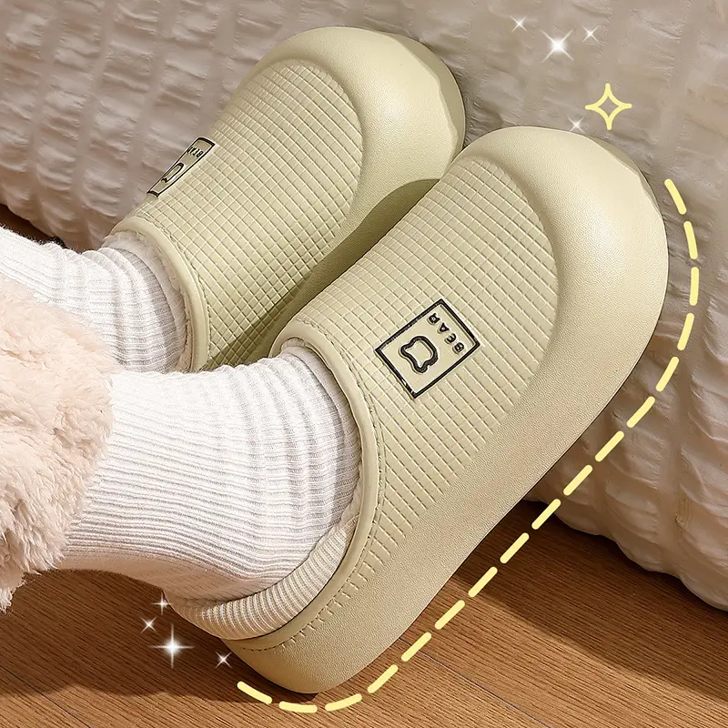Waterproof Eva Cotton Slippers for Women Winter Bag Heel Cartoon Bear Men's Plush Warm Home Cotton Shoes Men's Winter Wholesale - Image 6