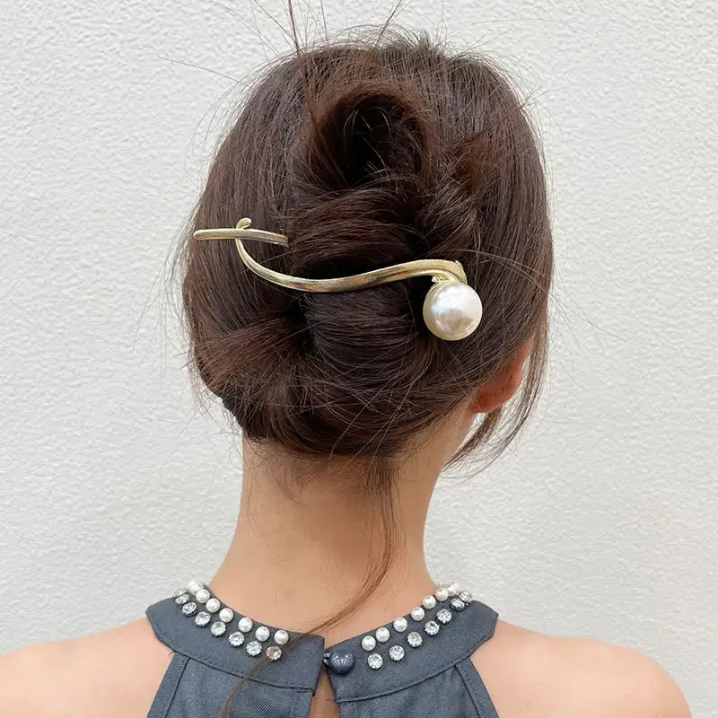 Pearl Hairpin for Women Back Head Updo High Grade Clip - Image 5