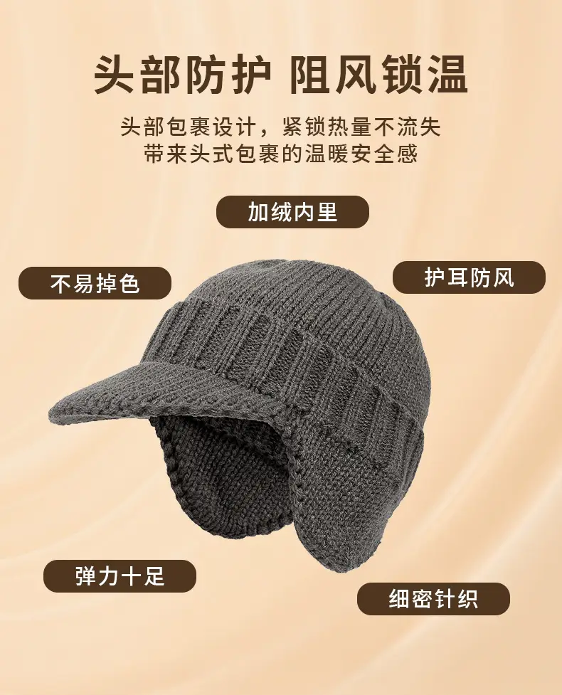 Winter Knitted Men's Hat with Warm Ear Protection — feature 6