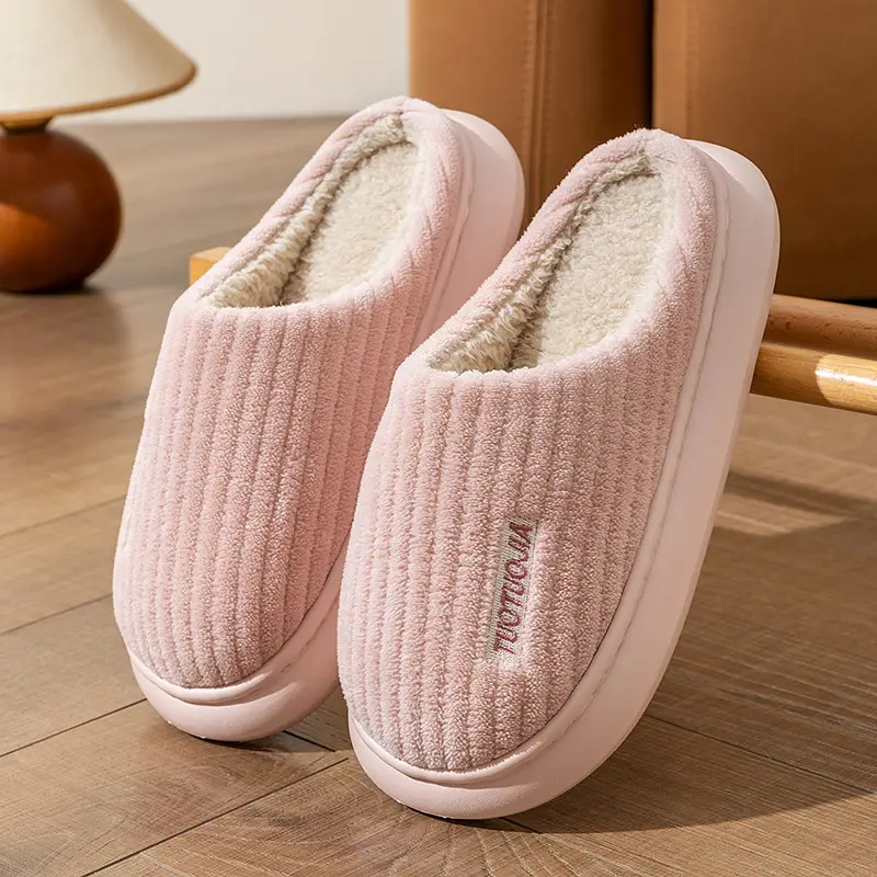 Autumn and Winter New Cotton Slippers for Women, Indoor Home Warm Couple's Plush Thickened Non-Slip Cotton Shoes for Men - Image 2