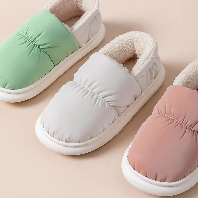 Women's Cotton Slippers Winter New Indoor Home Waterproof Thick Bottom Non-slip Warm Bag for Couple Women's Cotton Shoes - Image 11