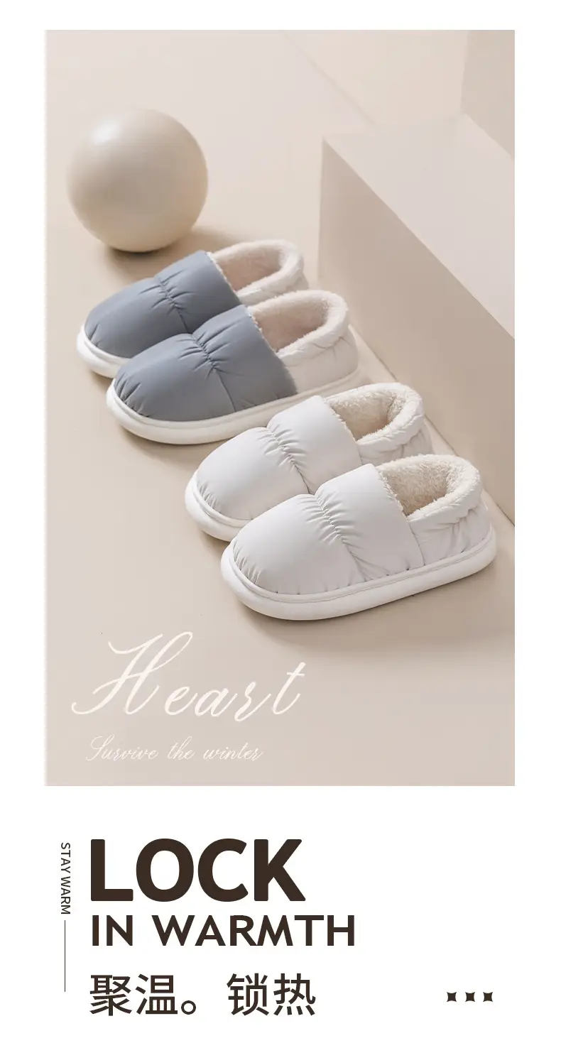 Women's Cotton Slippers Winter New Indoor Home Waterproof Thick Bottom Non-slip Warm Bag for Couple Women's Cotton Shoes — feature 3