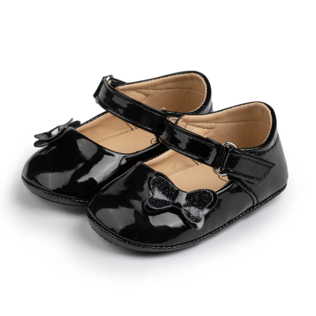 Black Bow Baby Shoes for 0-12 Months