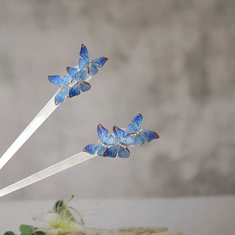 Blue Butterfly Acetic Acid Hairpin for Women — feature 2