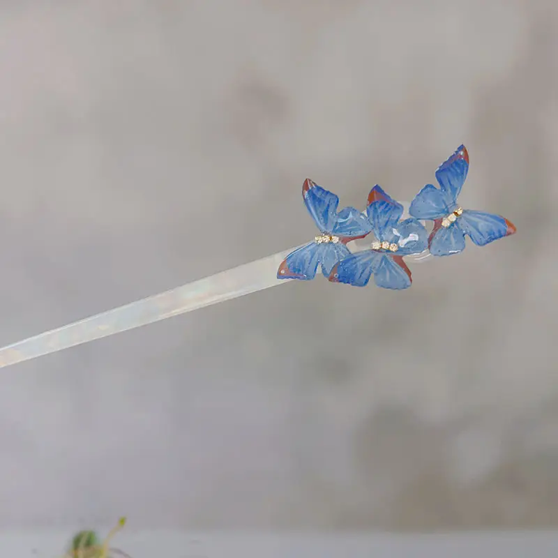 Blue Butterfly Acetic Acid Hairpin for Women — feature 3