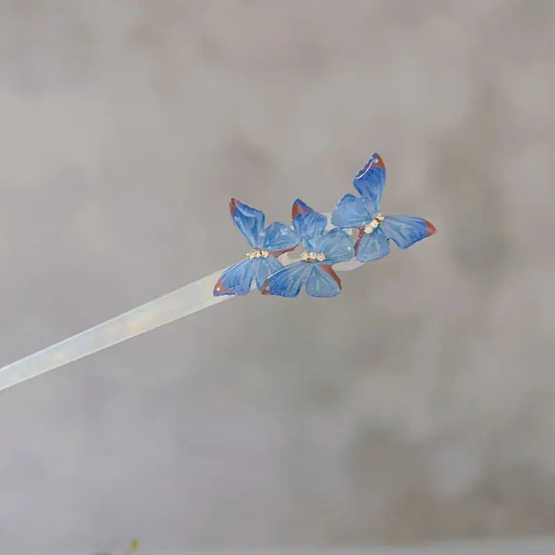 Blue Butterfly Acetic Acid Hairpin for Women — feature 9