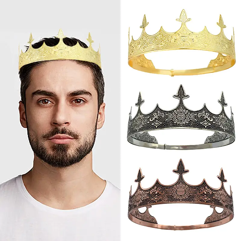 Men's Gold Silver Bronze Crown Headdress for Men — feature 1