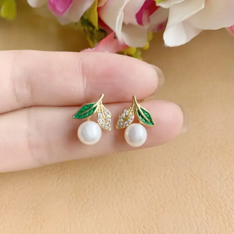 French Style Pearl Leaf Earrings for Women — feature 13