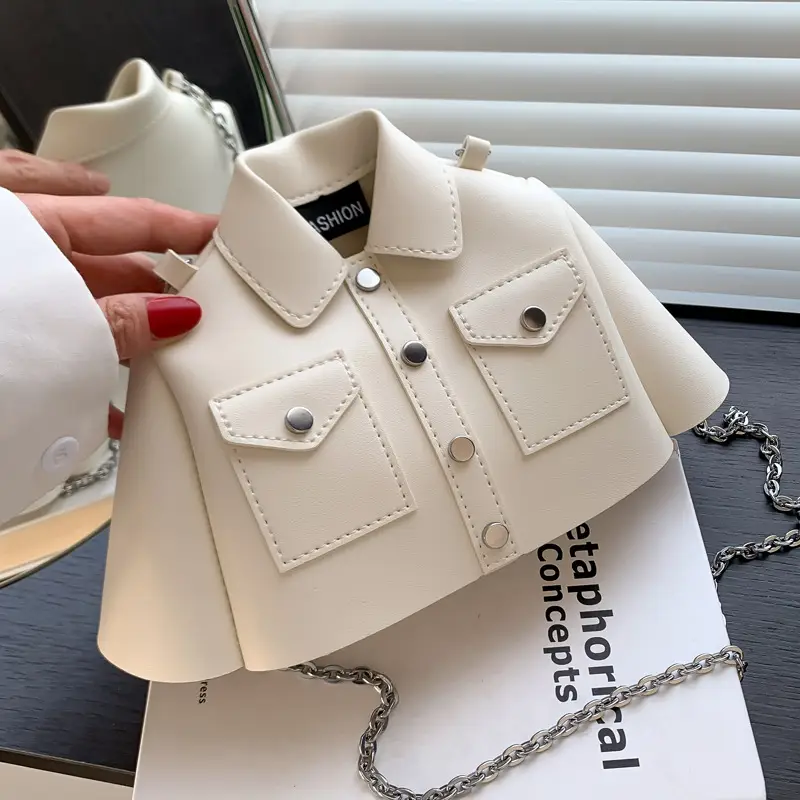 Women's Cream Shoulder Bag with Chain Strap 2023 - Image 7
