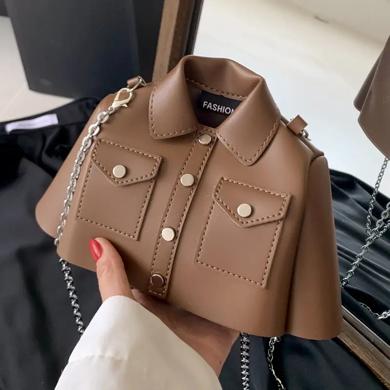 Women's Cream Shoulder Bag with Chain Strap 2023 - Image 9
