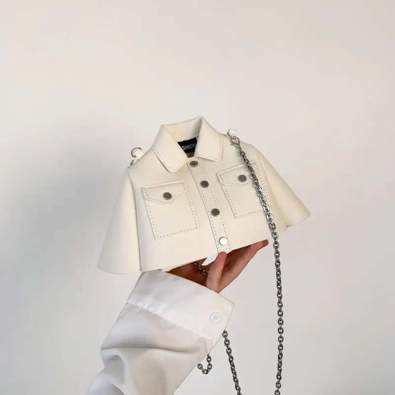 Women's Cream Shoulder Bag with Chain Strap 2023 - Image 2