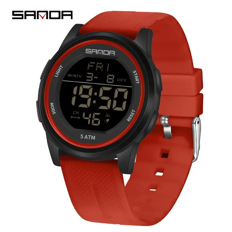 Sanda Ultra-Thin Digital Watch for Men Women Waterproof Multi-Function