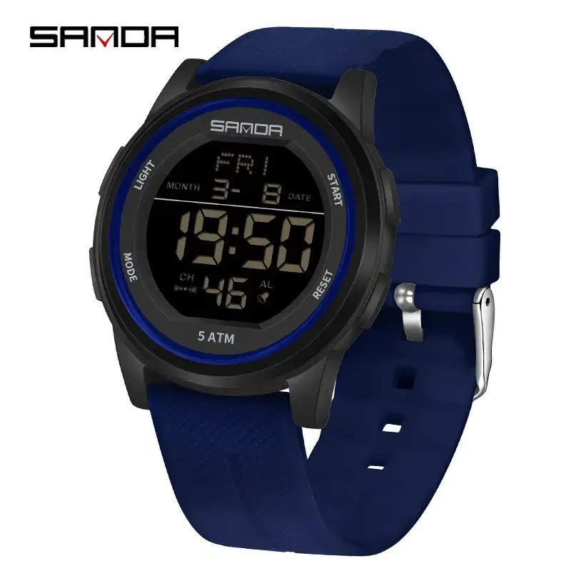 Sanda Ultra-Thin Digital Watch for Men Women Waterproof Multi-Function