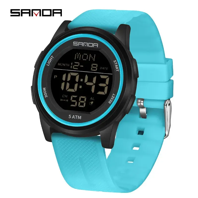 Sanda Ultra-Thin Digital Watch for Men Women Waterproof Multi-Function