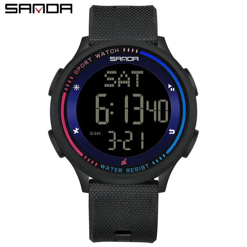Sanda Ultra-Thin Digital Watch for Men Women Waterproof Multi-Function