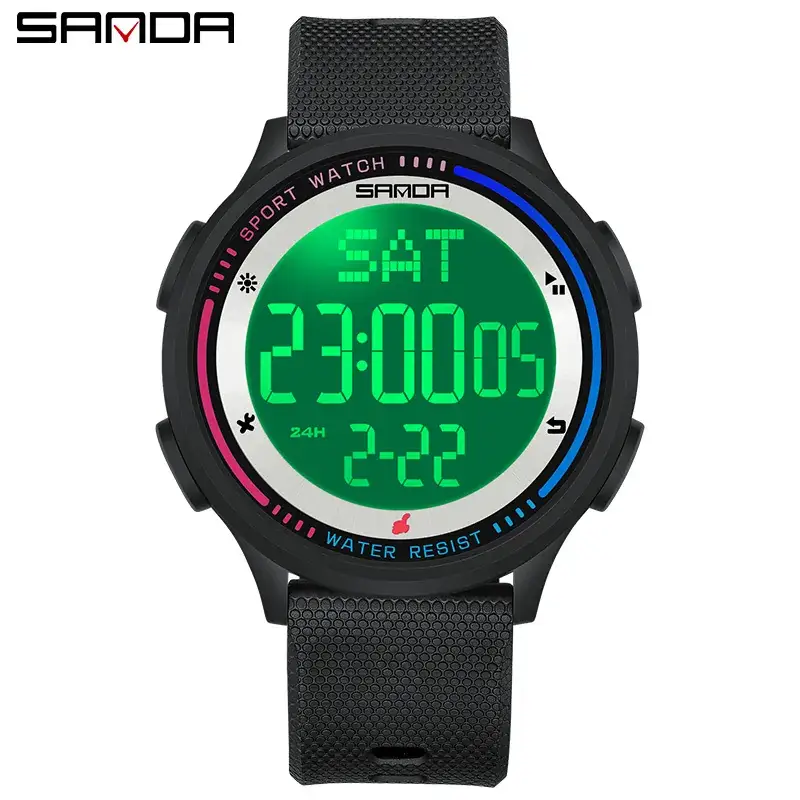 Sanda Ultra-Thin Digital Watch for Men Women Waterproof Multi-Function